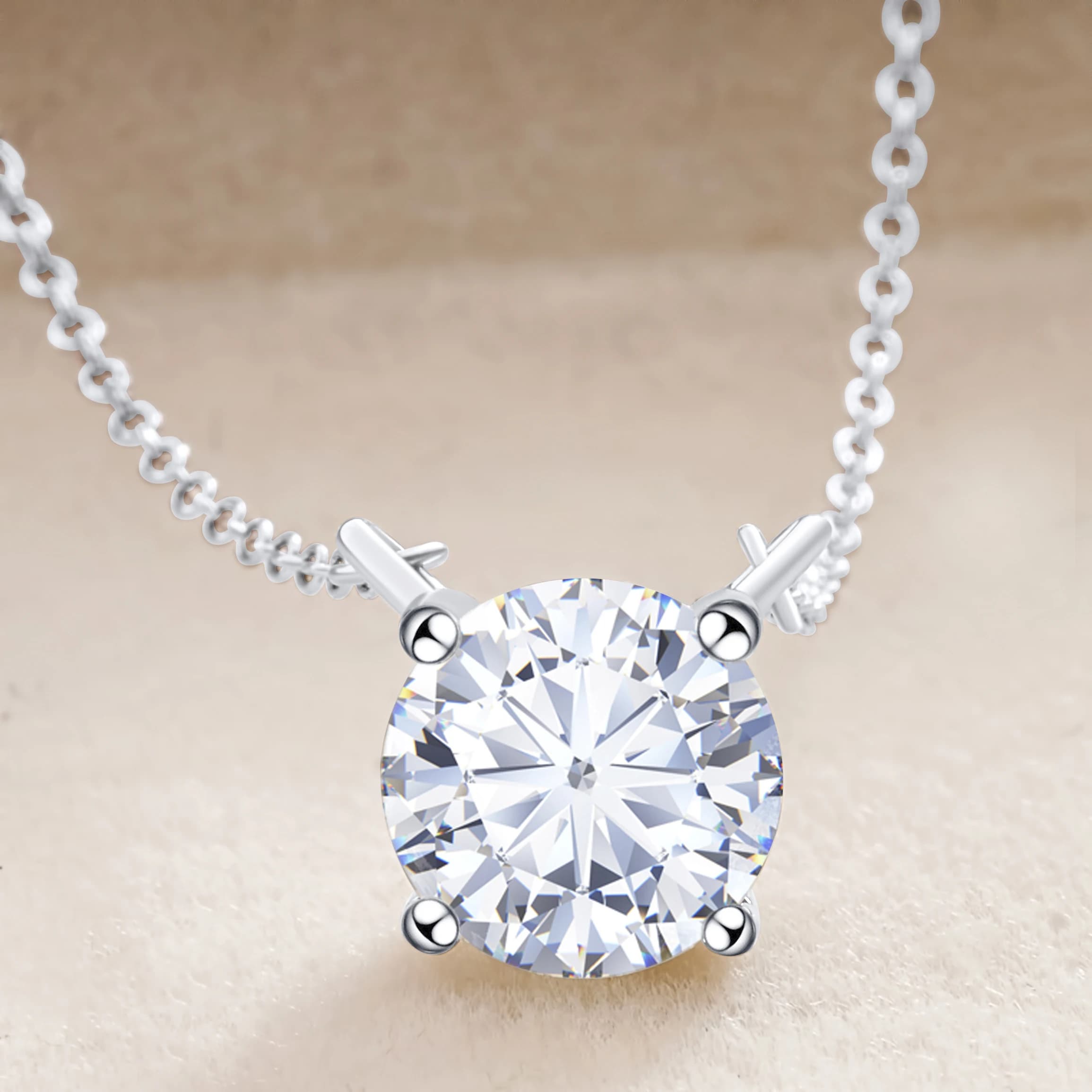 Moissanite Dia 6.5mm 0.5-5CT femme pendentif argent collier pour femmes chaînes fête mariée bijoux f
