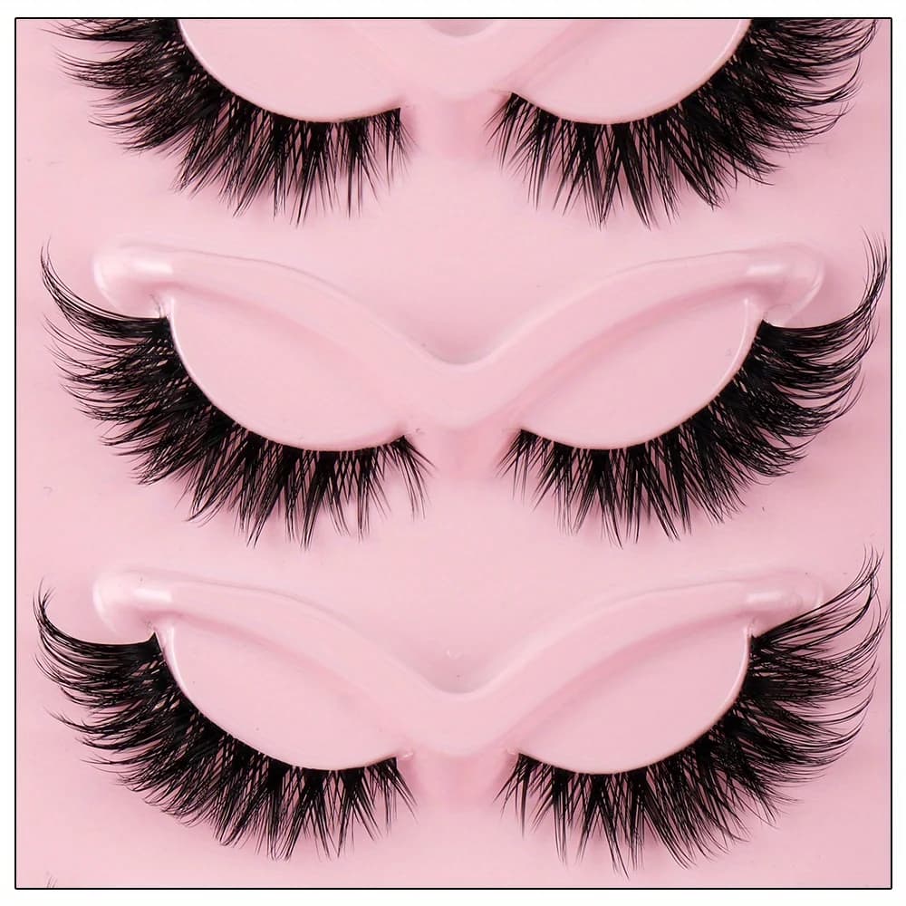 Faux cils longs et naturels en forme d'œil de chat, accessoire de maquillage, 3 boîtes (15 paires)