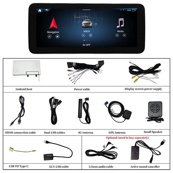 Navigation à écran complet sans fil Android Auto et Apple CarPlay pour MBUX Mercedes Classe V - Pren