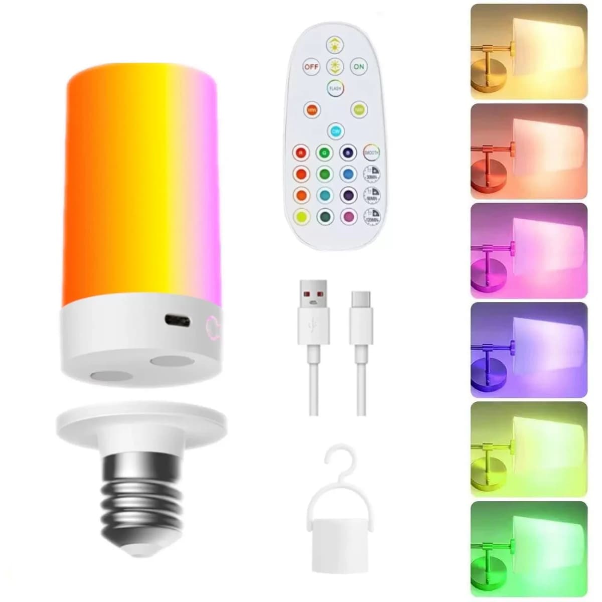 Ampoule rechargeable magnétique USB, 360 °   Applique murale cylindrique Full Glow, applique murale 