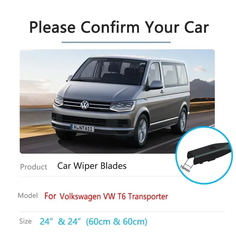Balais d'essuie-glace avant de voiture, accessoires de pare-brise pour Volkswagen VW T6 Transporter 