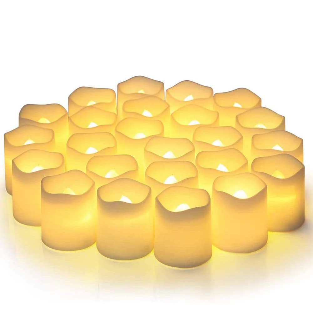 24 pièces/ensemble bougie LED sans flamme souhaitant créatif LED bougie chauffe-plat blanc chaud san