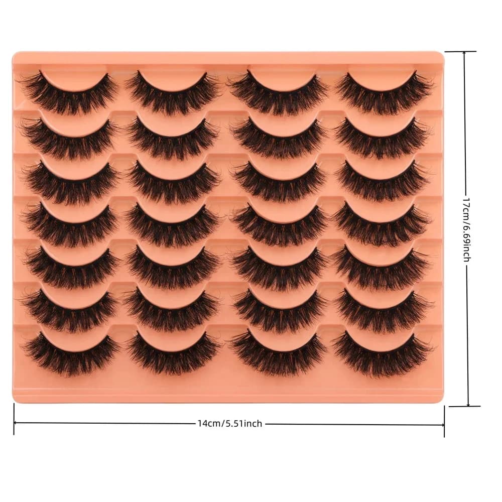 14 paires de faux cils d'aspect naturel, épais et moelleux, en Faux vison, Pack de cils œil de chat 