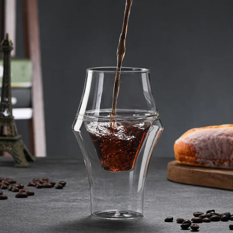 YWDL Nouvelle Tasse à Café Expresso Créative en Verre Double Paroi Anti-brûlure, Tasse à Lait, à Bra