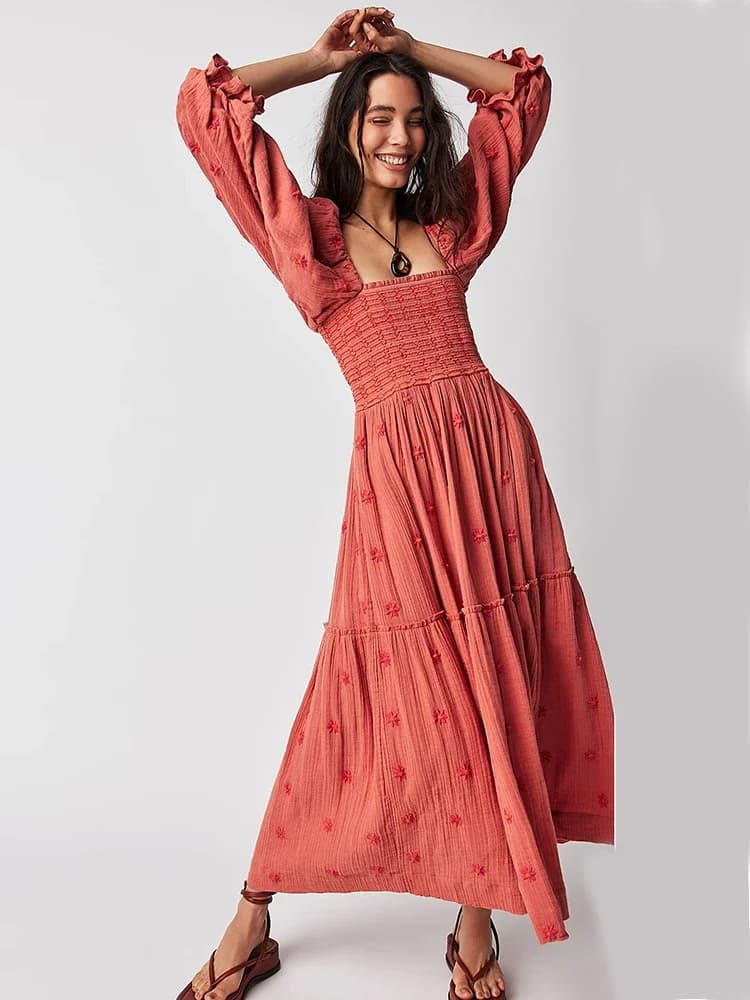 Pouvez-vous psyLady-Robe maxi brodée à fleurs pour femmes, robes à plusieurs niveaux, volants décont