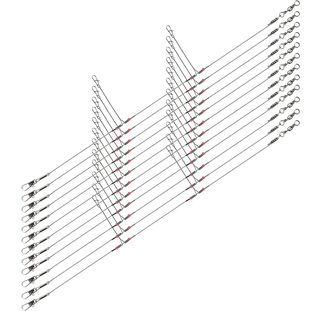 Fil de pêche en acier inoxydable avec connecteur à pression à percussion, outil de pêche, 12 pièces