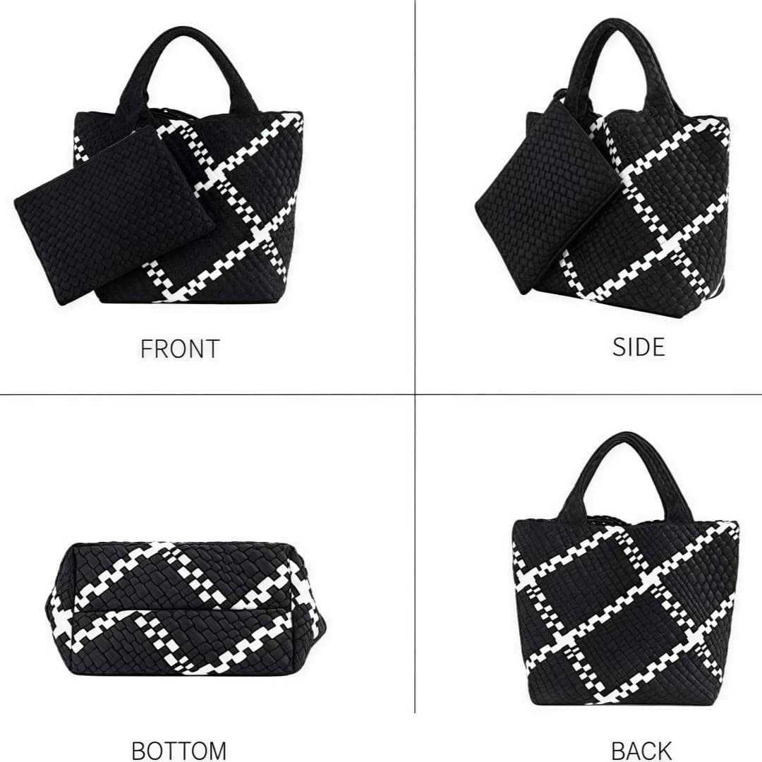 Sac tissé pour femmes, sac fourre-tout en néoprène, sac à main de plage d'été, sac à main rétro fait