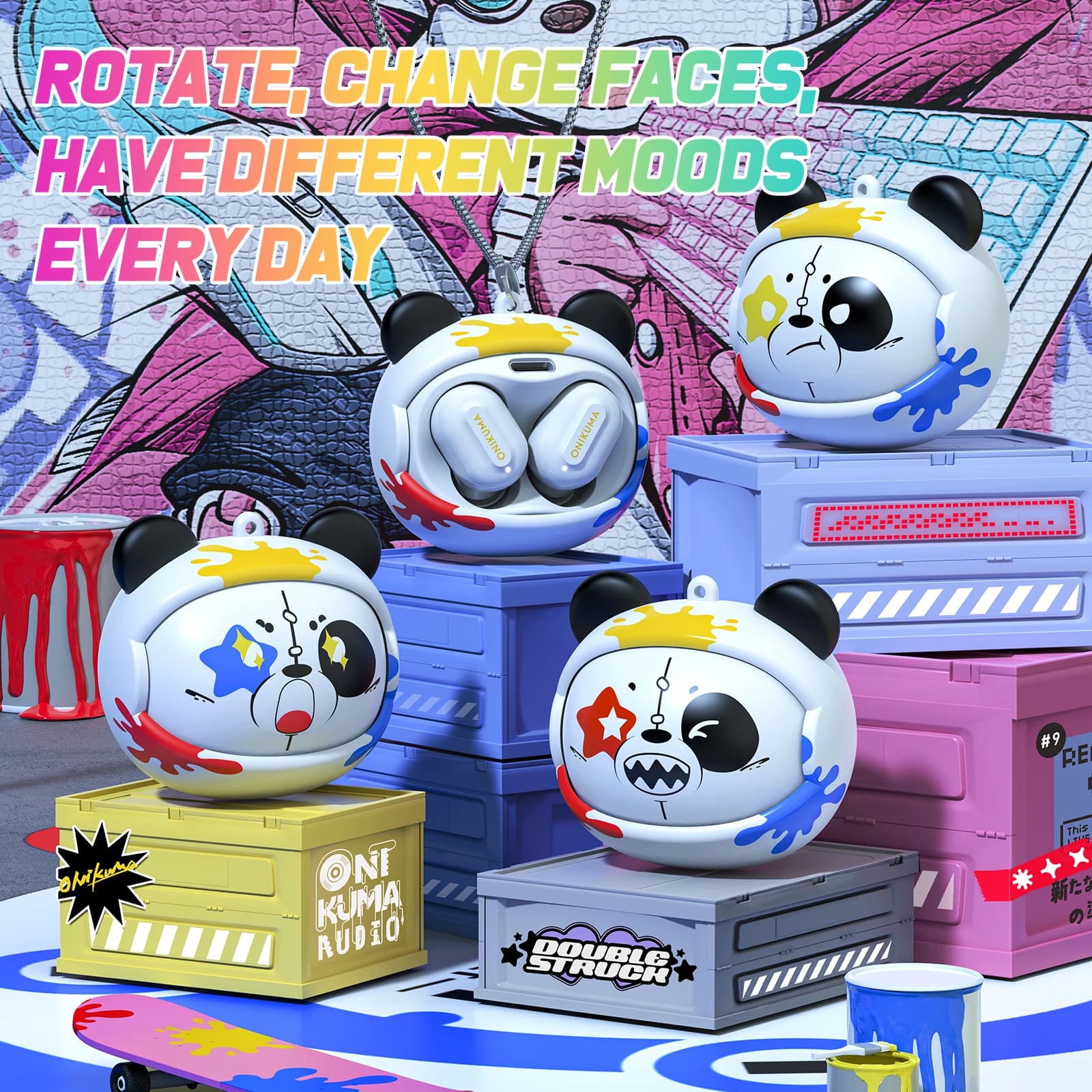 ONIKUMA-Casque de jeu sans fil T20, design rabattable rotatif, écouteurs intra-auriculaires stéréo H