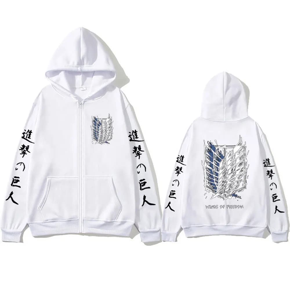 Sweat-shirts à fermeture éclair avec logo Anime Attack on Titan Mikasa Ackerman Eren Jaeger Wings of