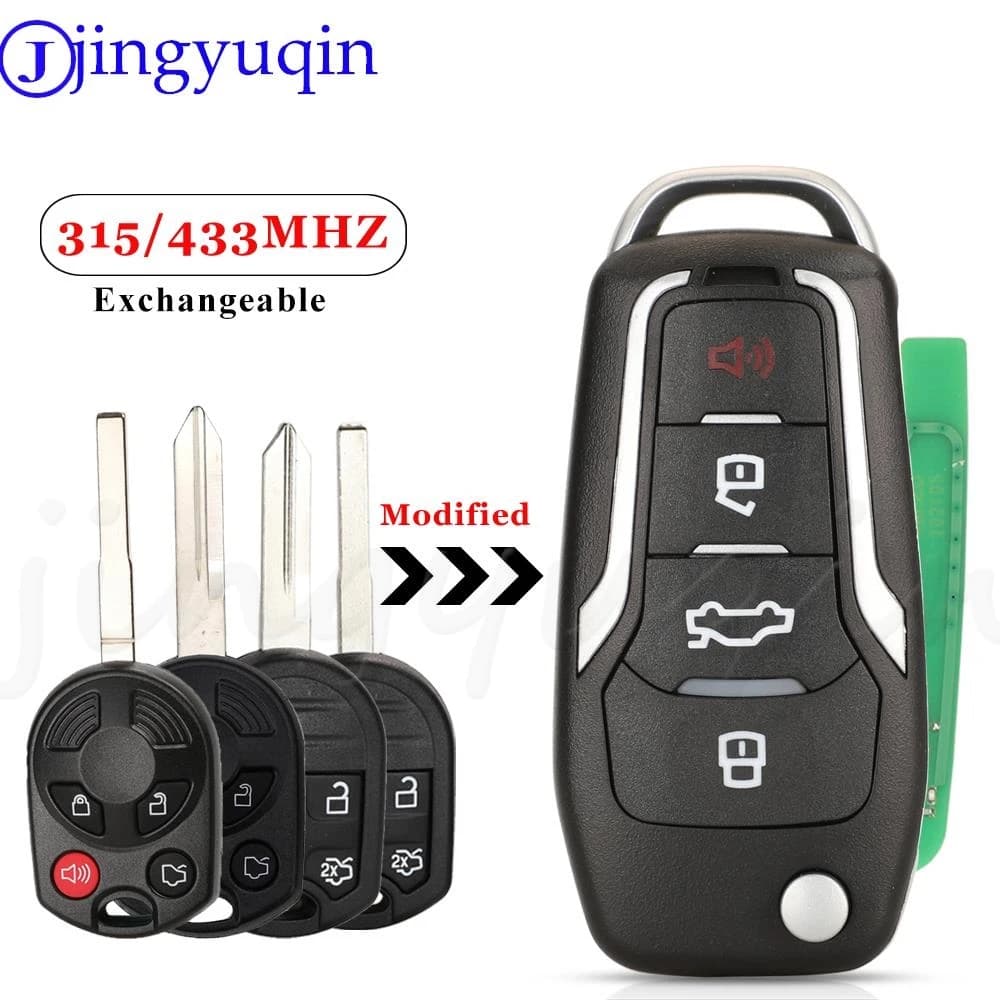 Jingyuqin – clé télécommande modifiée 315/433MHz 4D63, pour Ford Escape Focus c-max Transit F250 F35