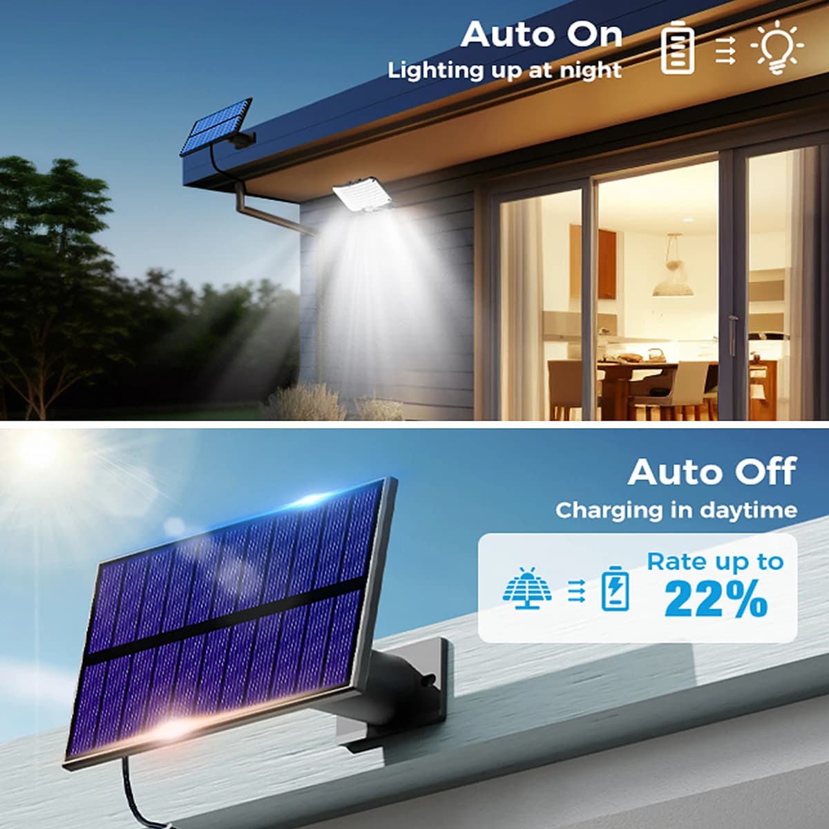 Lampes solaires d'extérieur avec détecteur de mouvement, projecteurs à distance, sécurité étanche IP