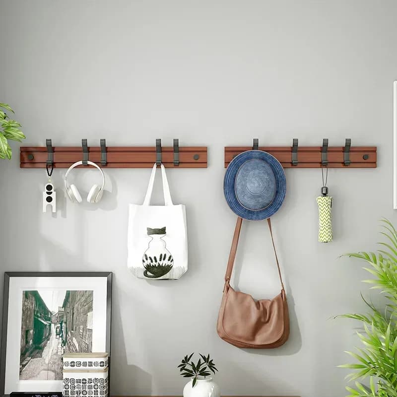 Crochets muraux en bambou pour vêtements, style nordique, meubles de chambre à coucher, porte-chapea