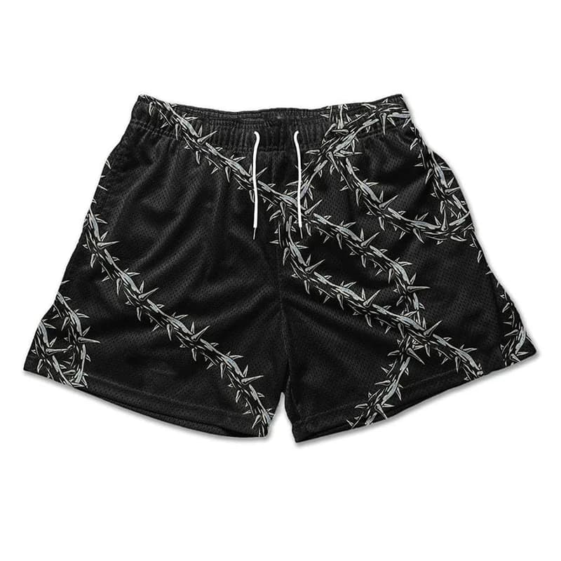 Y2K – short de sport imprimé croix d'ange chrétien pour hommes, survêtement actif avec poches, entra