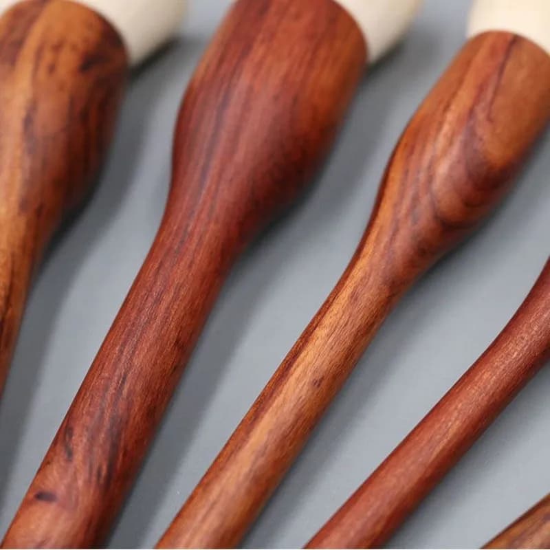 Ensemble de pinceaux de maquillage en bois de santal, mélangeur de fond de teint en poudre, sculptur