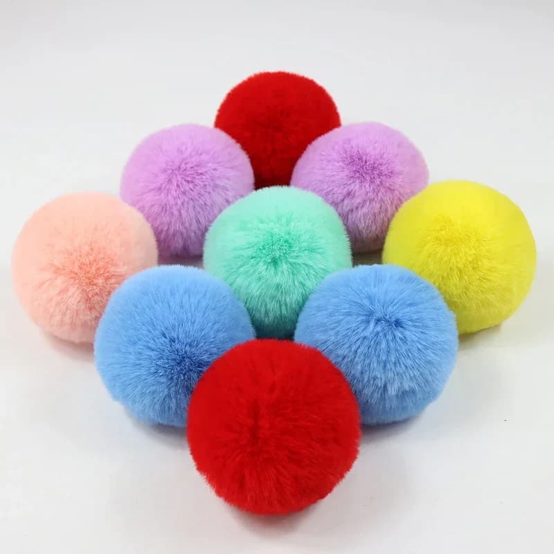 Pompons en fourrure moelleuse de 5 cm, 6 cm, 8 cm, pompons doux pour bricolage, pour porte-clés, cou