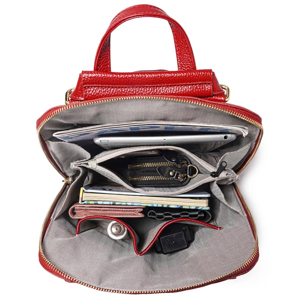 Zency Sac à dos 100% cuir véritable pour femme, motif crocodile, adapté aux ordinateurs portables A4