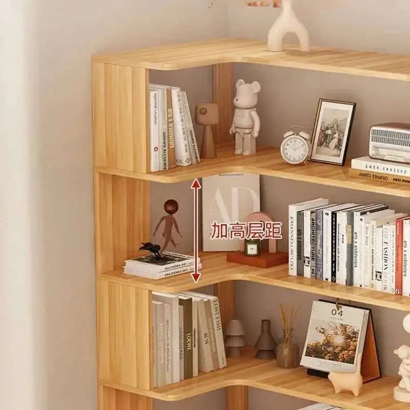 Bibliothèques multicouches modernes pour l'étude, bibliothèque de rangement d'angle en bois massif, 