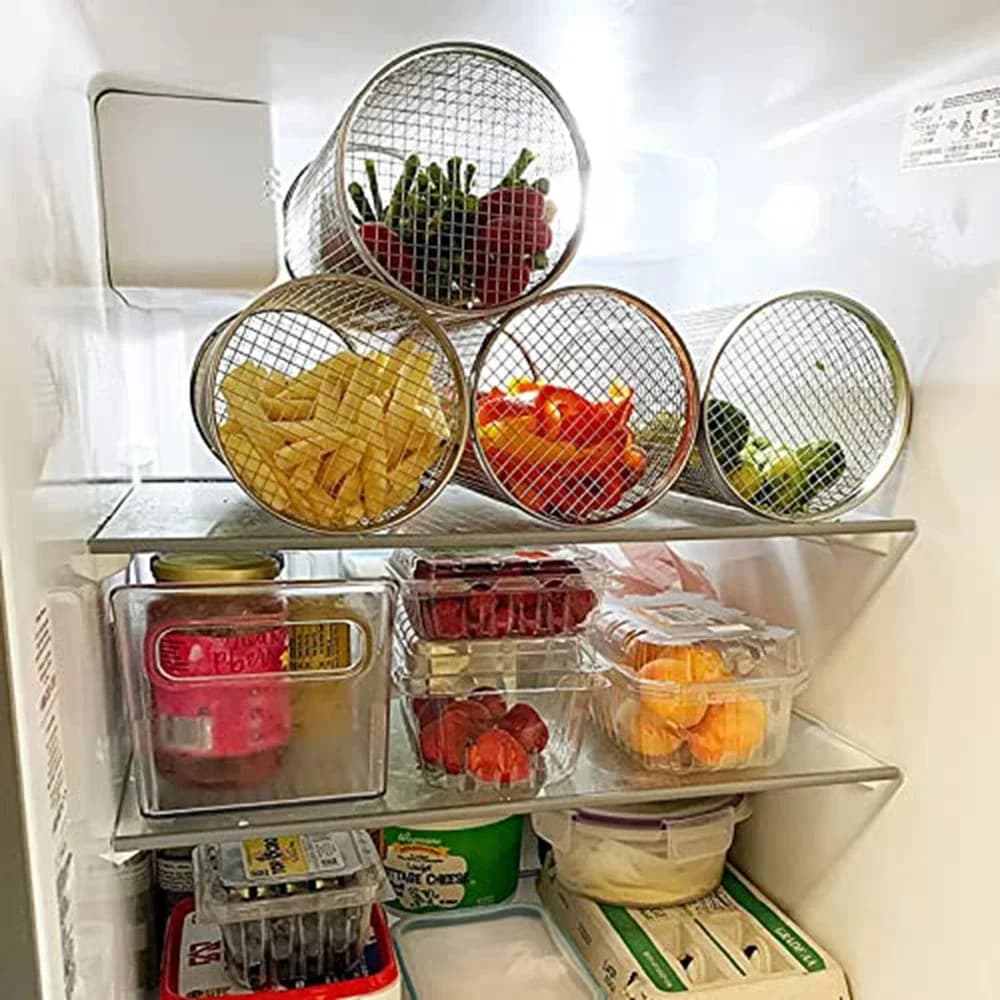 Panier de barbecue roulant-le plus grand panier à griller jamais, maille de gril ronde en acier inox