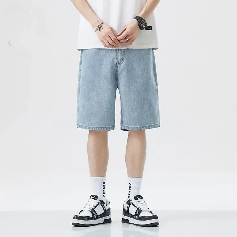 2025 été classique Shorts jean hommes Denim pantalon droit Stretch décontracté Cool mince genou long
