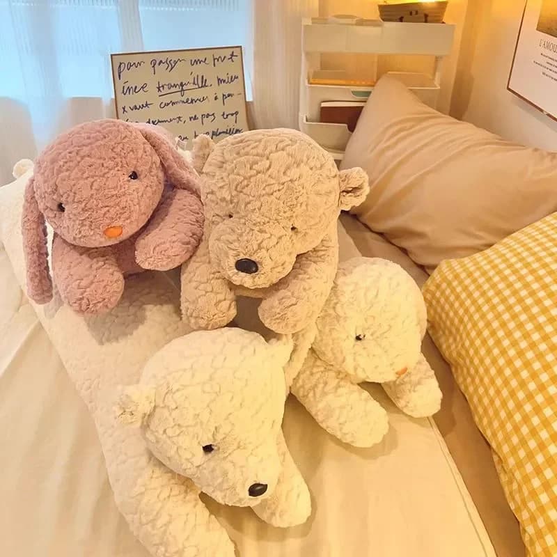 Long lapin en peluche, grand ours mignon, lapin en peluche, coussin de couchage décoratif, coussin d