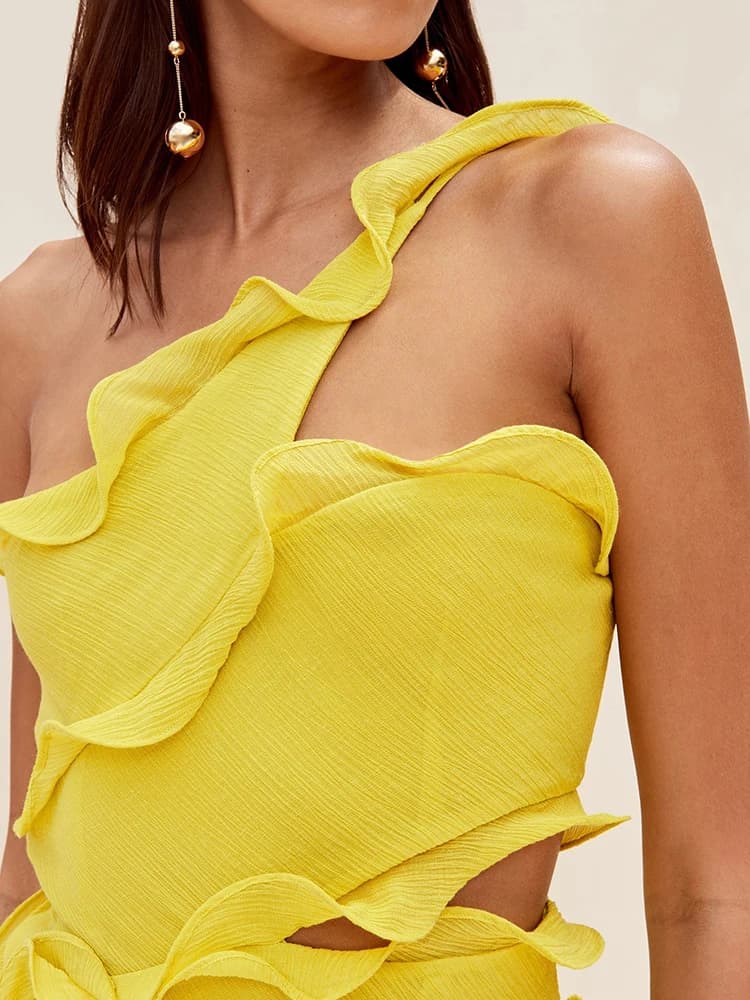 TWOTWINSTYLE Solide Split Minceur Robes Pour Femmes Diagonal Col Sans Manches Dos Nu Taille Haute Te
