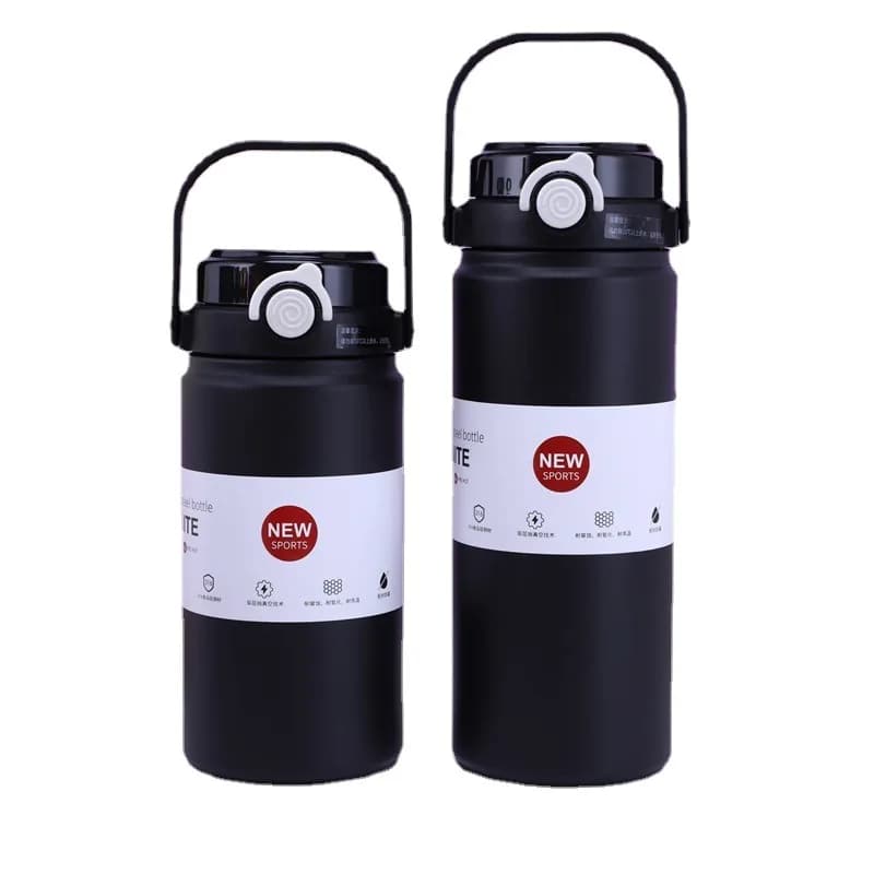 Bouteille d'Eau Thermique en Acier Inoxydable, Flcopropriété Sous Vide avec Paille, Gobelet Portable