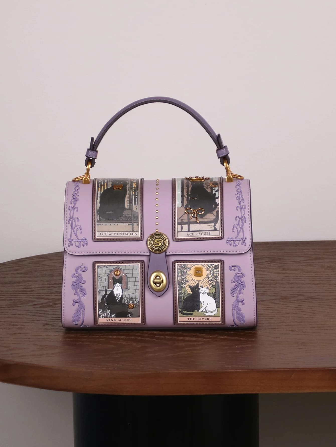 Nouveau sac à main de luxe pour femme 2026, style rétro, sac Boston Tarot, motif chat mignon, sac do