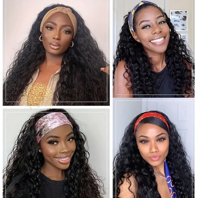Cheveux humains 200% densité bandeau perruque perruques de cheveux humains porter et aller sans coll
