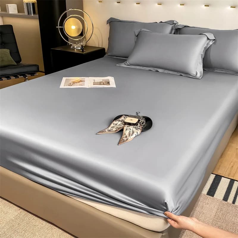 Drap-housse en soie de mûrier naturelle, housse de matelas, Queen, King, taille personnalisée, luxe,