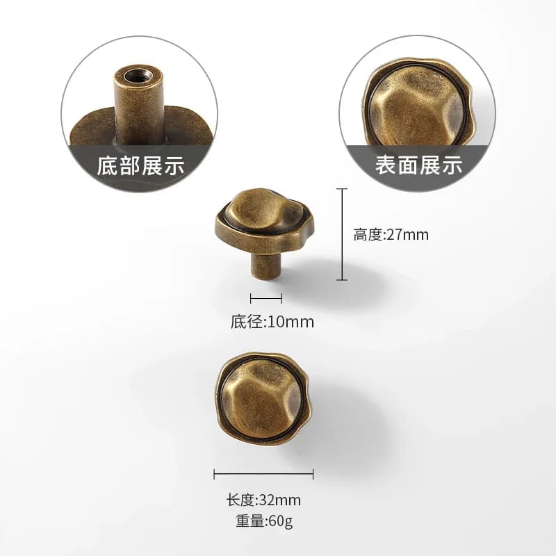 Boutons de tiroir en laiton antique, design créatif, boutons et poignées de placard, boutons en bron