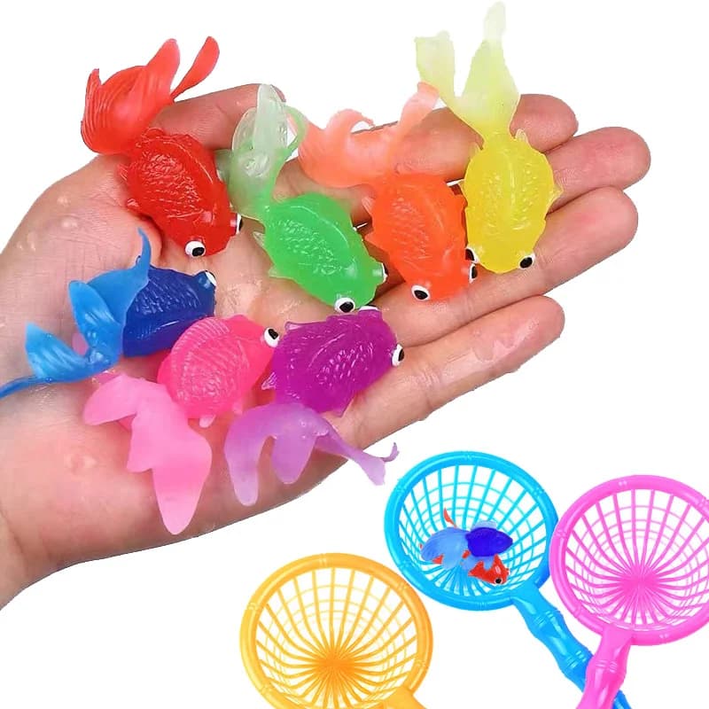 Enfants 10 pièces/ensemble Kawaii Simulation poisson rouge en caoutchouc bébé bain jeux d'eau jouets