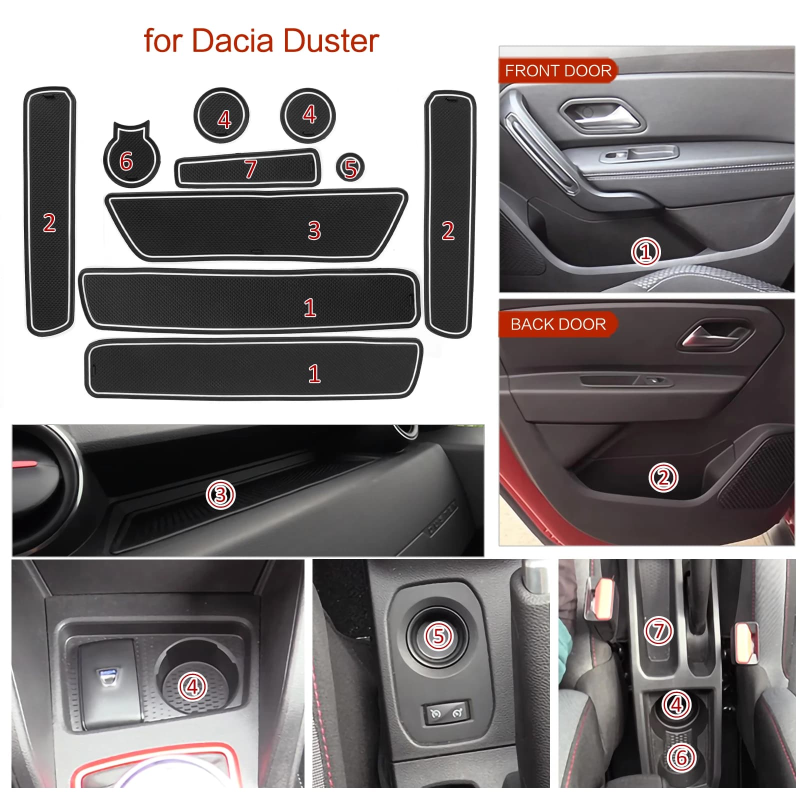 Tapis antidérapant pour fentes de porte Dacia Duster 2018-2021, coussin antidérapant pour rainures d