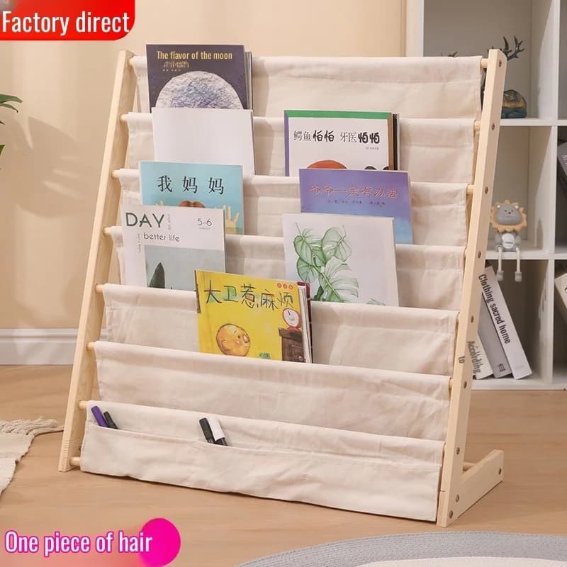 Bibliothèque de lecture multicouche en bois massif, étagère de rangement au sol amovible, organisate