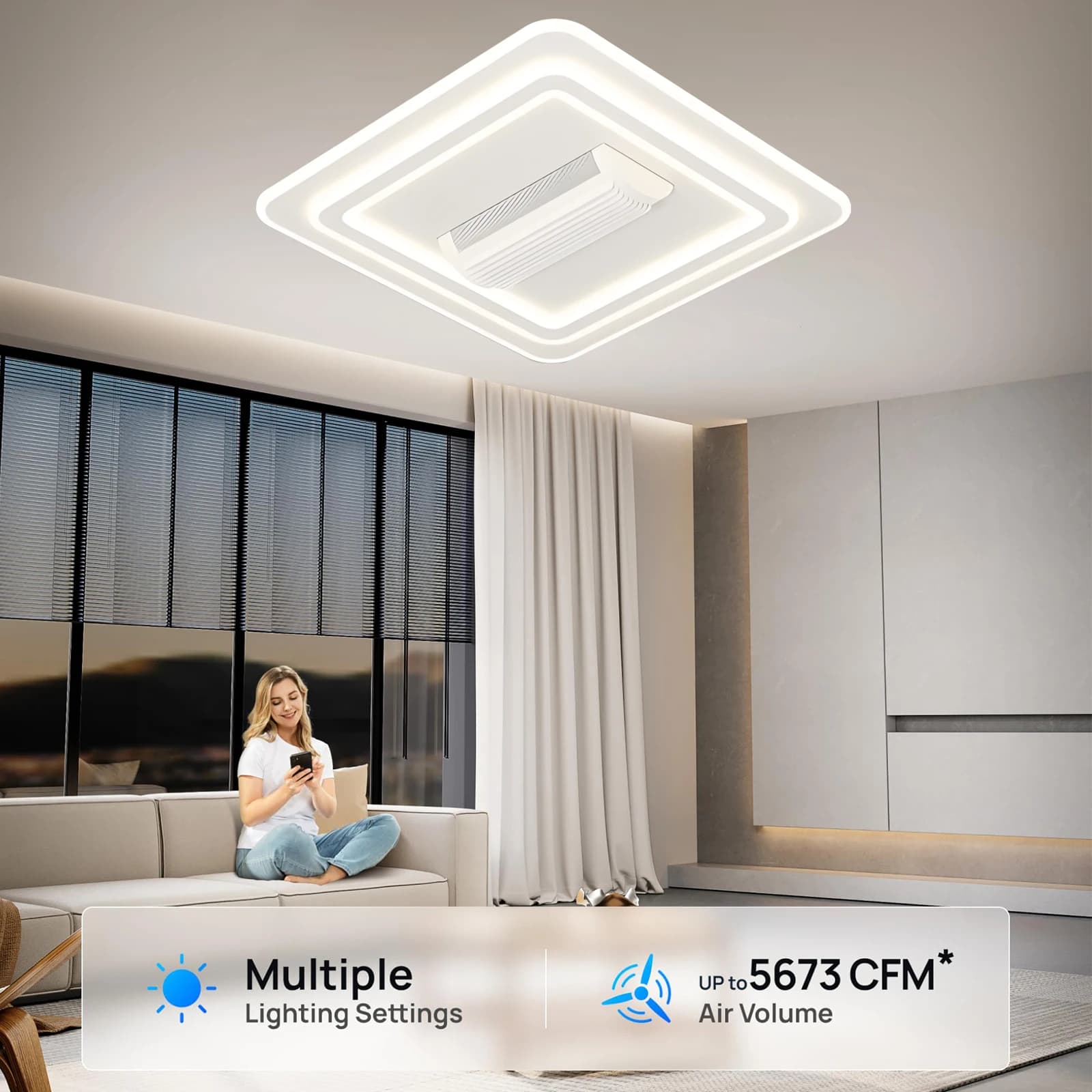 Ventilateur de plafond sans lame avec télécommande, luminaire moderne, décoration de la maison intel
