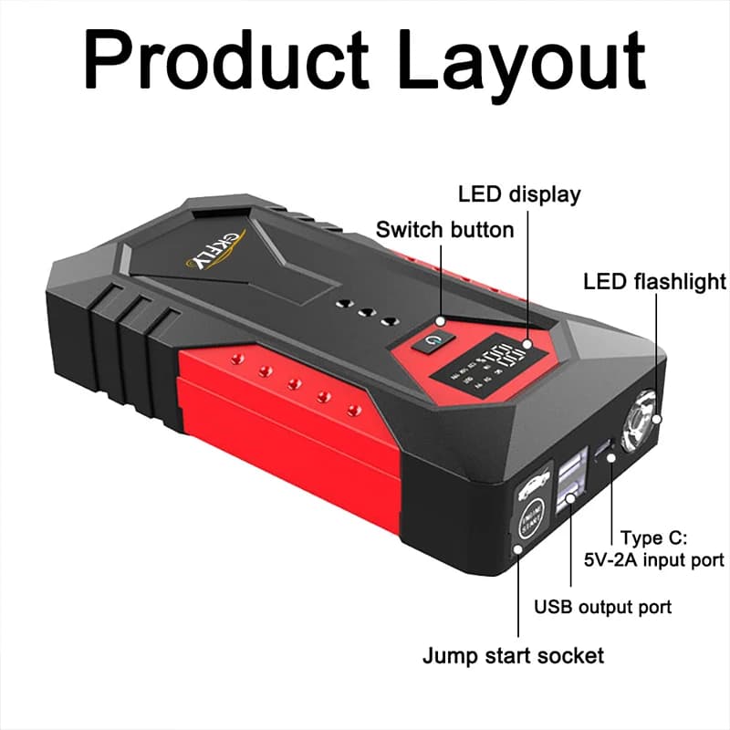 GKFLY démarreur de saut de voiture batterie externe Portable 3000A Booster de batterie de voiture 12