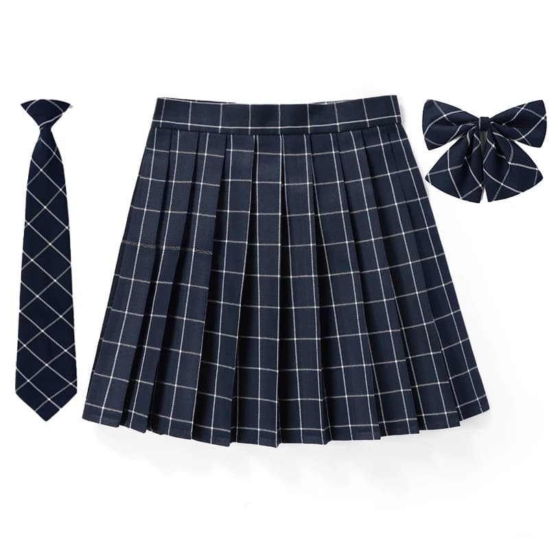 Jupe plissée à carreaux pour femmes, avec cravate, nœud papillon, XS- 5XL, Harajuku Preppy, Mini uni