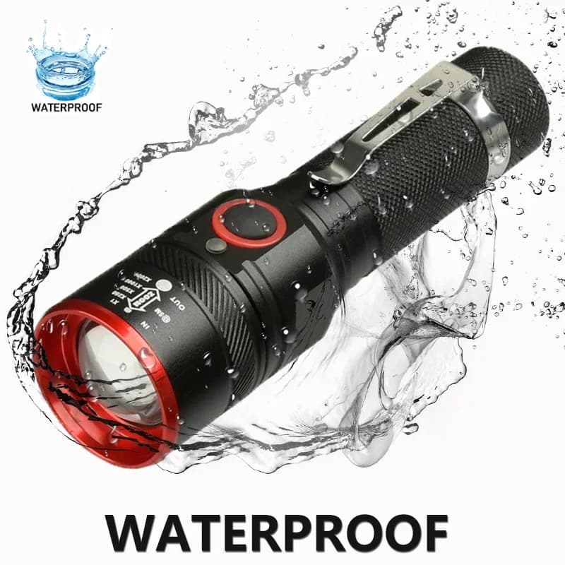 Lampe de poche étanche à lumière LED, torche n'aime, lumière d'urgence extérieure, lampes de poche 1