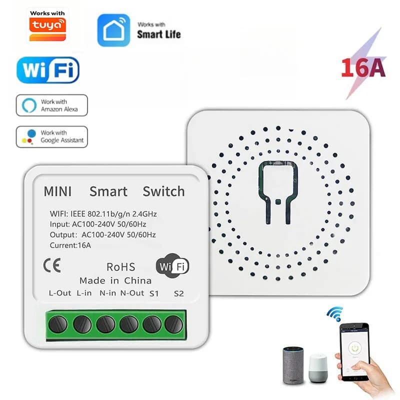 Interrupteur intelligent Wifi 16A, module d'interrupteurs d'éclairage pour maison intelligente, cont