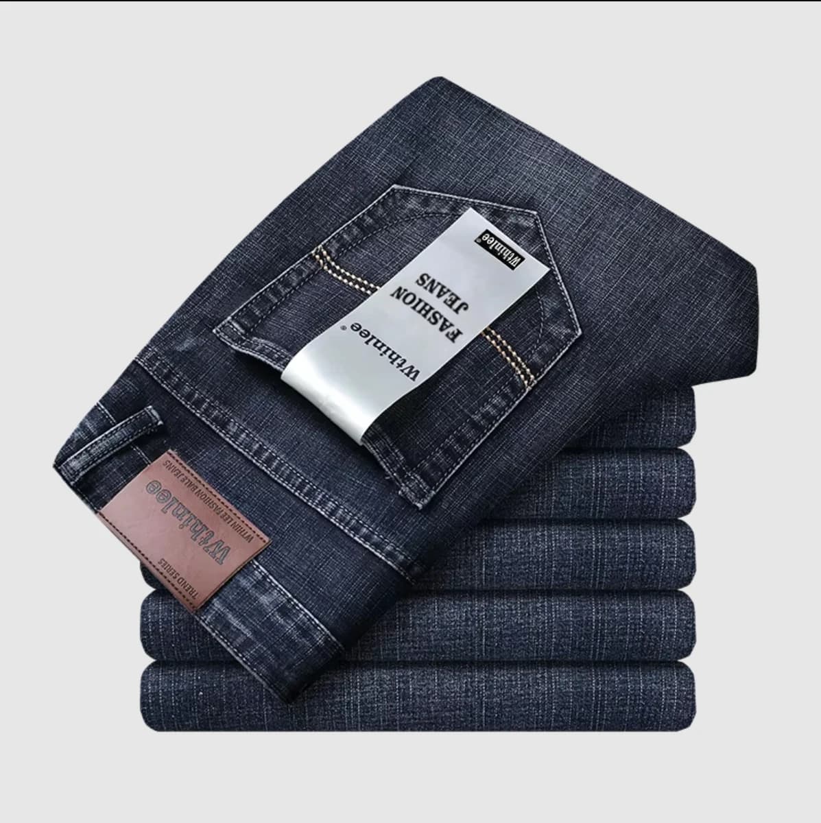 Wthinlee nouveau jean pour hommes d'affaires décontracté droit Stretch mode classique bleu noir trav