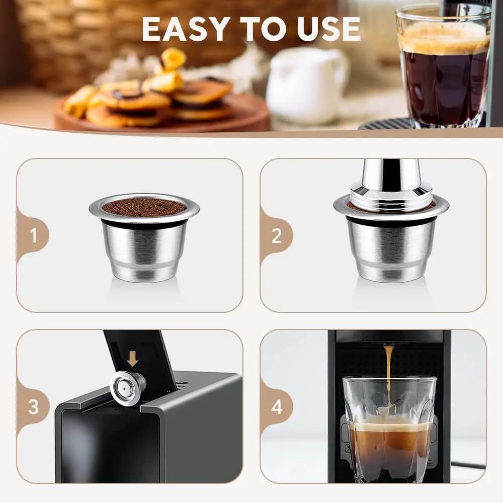 Capsule de café réutilisable pour tasses Nespresso Espresso Crema, dosettes de café rechargeables en