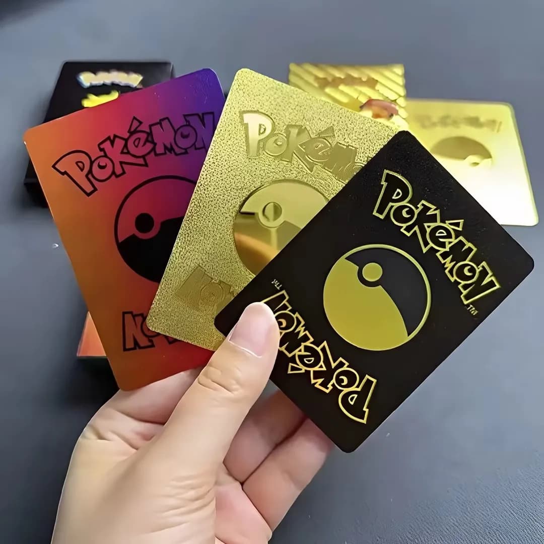 55-110 cartes Pokémon en feuille d'or, lettres dorées, anglais, espagnol, français, allemand, italie