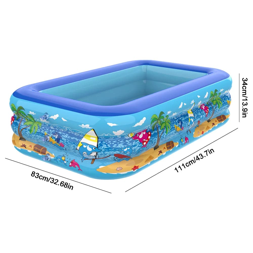 Piscine gonflable rectangulaire épaisse pour toute la famille, piscine d'été extérieure pour enfants