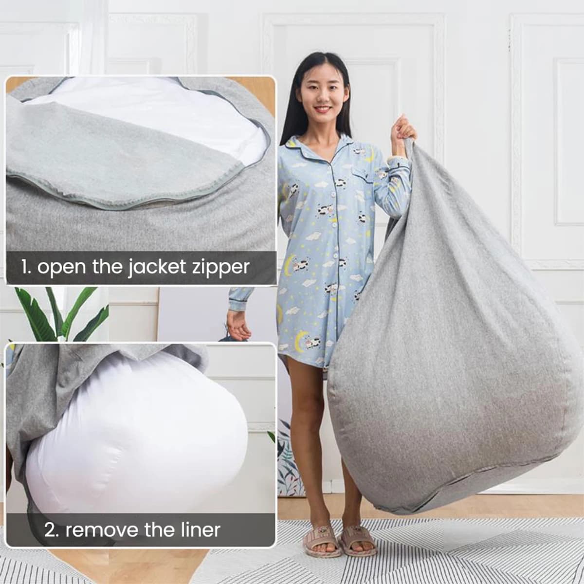 Doublure de housse de canapé paresseux, sac de haricots en maille, doublure intérieure sans rempliss
