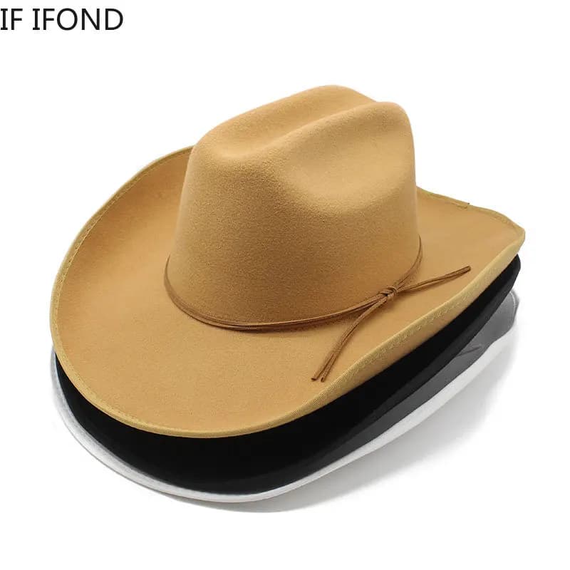 Chapeau de cowboy occidental à large bord pour homme, casquettes d'église Everche, Fascinateur vinta