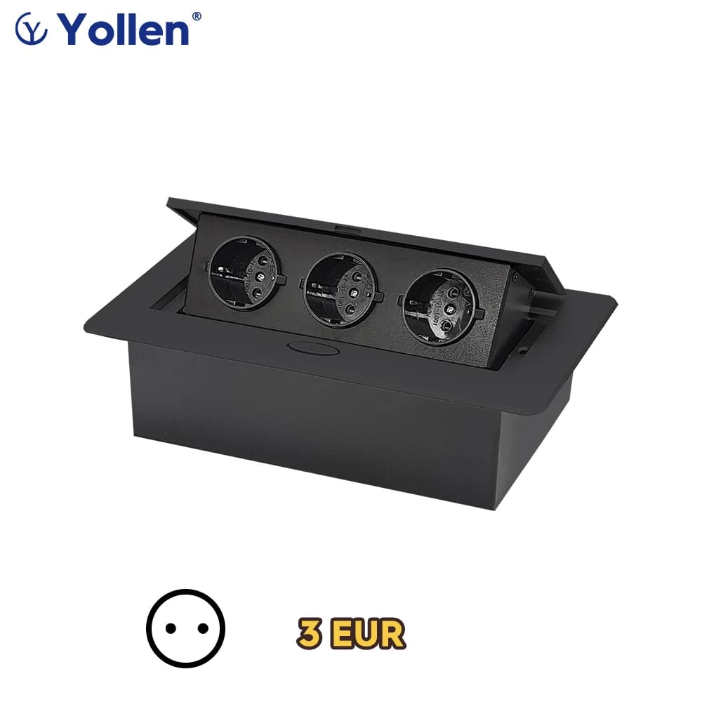Panneau tout en aluminium, norme européenne, Type caché, prise de Table, prise électrique à 3 voies,