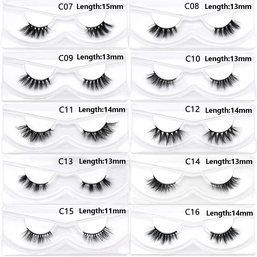 Articles en vrac 10/30/60/100 paires demi-cils de vison naturel longs moelleux vaporeux demi-cils Ex