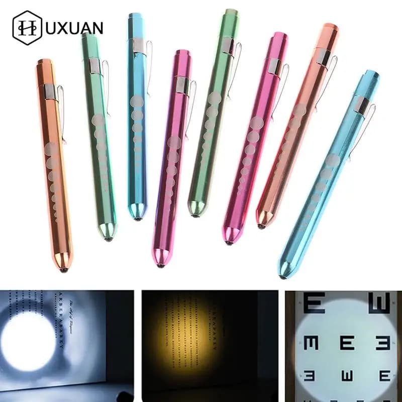 Lampe de poche LED réutilisable avec jauge de pupille, stylo à pince de poche, lampe torche médicale