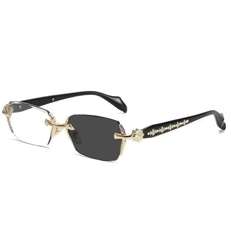 Lunettes de myopie photochromiques sans cadre haut de gamme, argent, or, bleu, blocage de la lumière