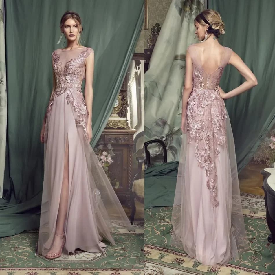 Robes de soirée sexy pour la mère de la mariée, avec fente haute sur le côté, dos nu, appliques en d