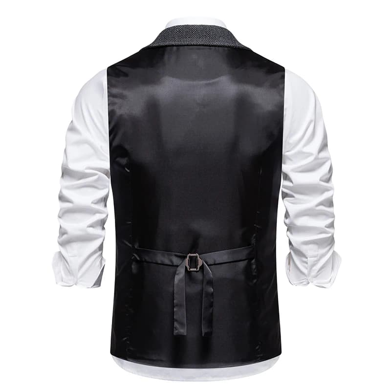 Gilet rétro à chaîne à revers pour hommes, mode chevrons, poches en Tweed grossier, gilet de costume